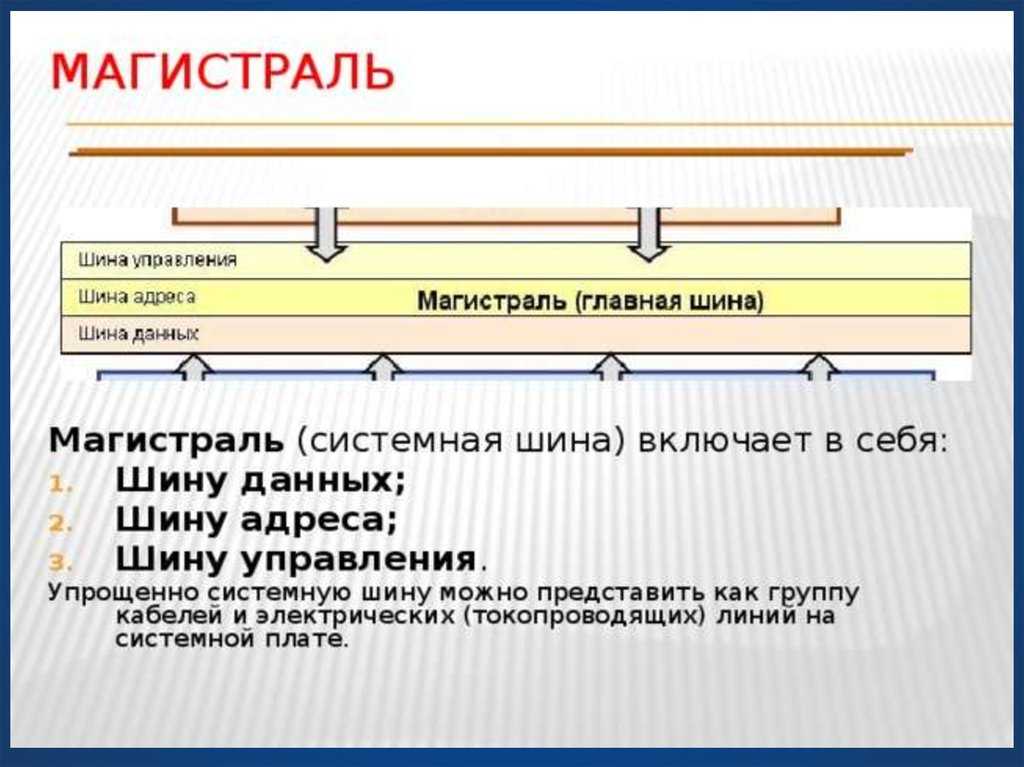 Какое количество основных информационных шин входит в системную магистраль