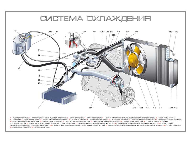 Устройство системы охлаждения двигателя приоры