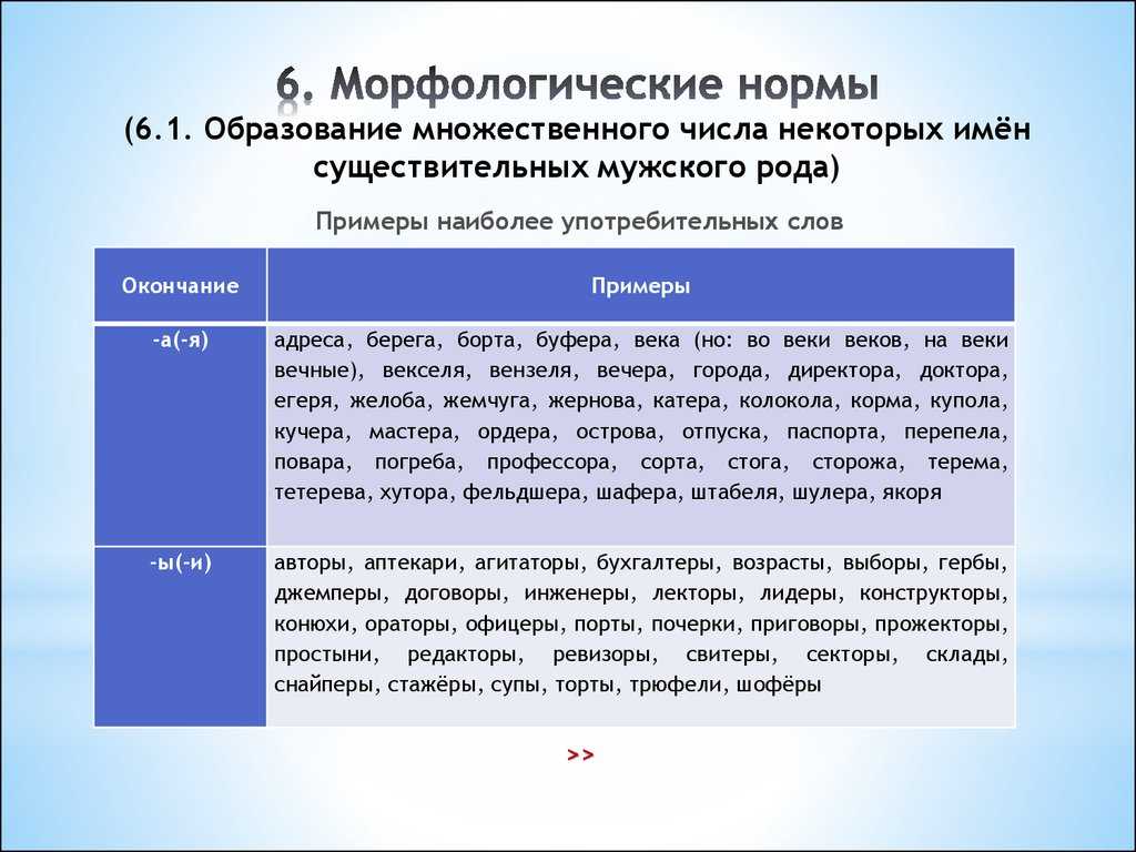 Задание 6. морфологические нормы (образование форм слова)