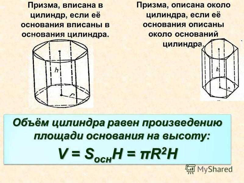 Как найти объем цилиндра описанного около призмы