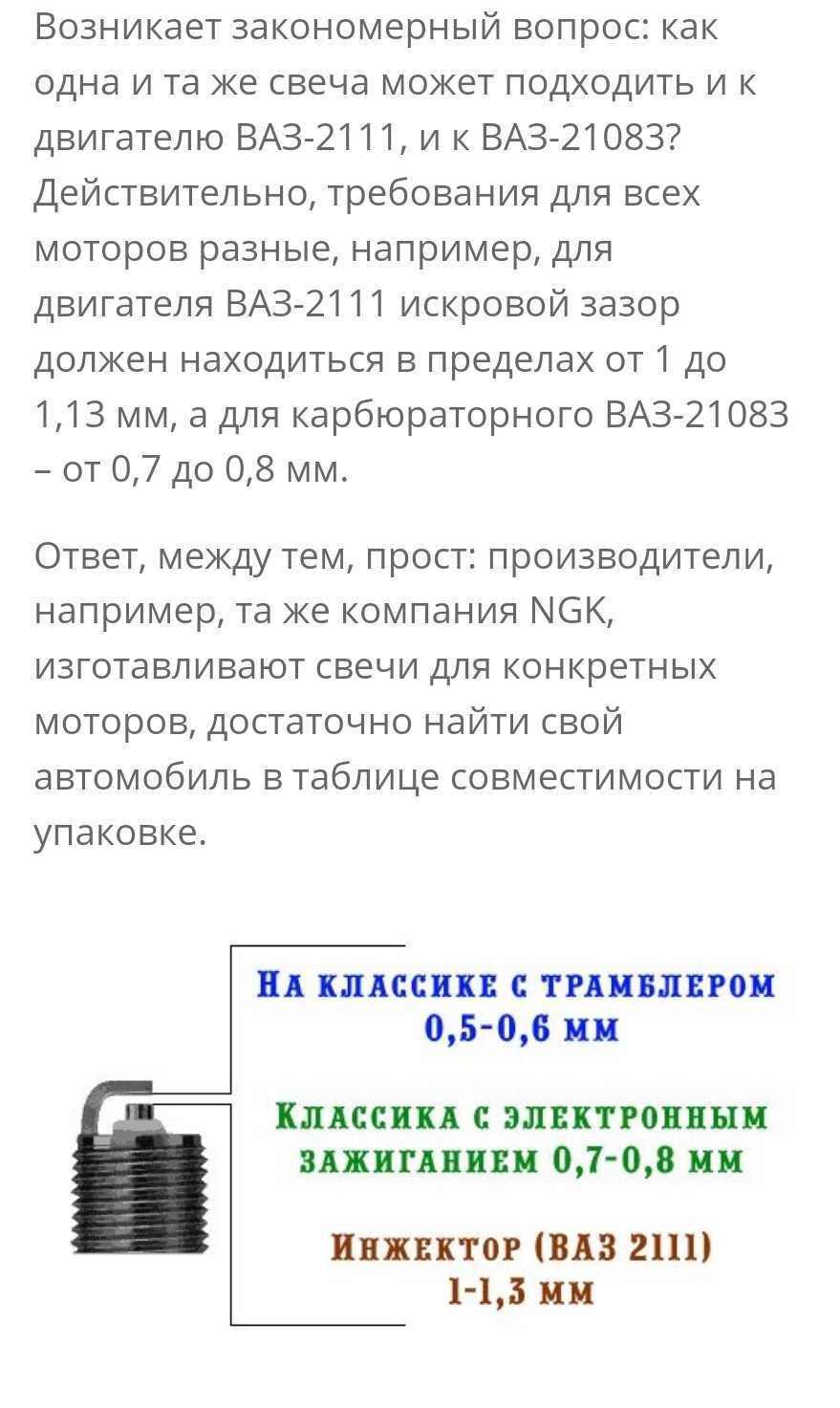 Какой должен быть зазор на свечах зажигания калина 8 клапанов инжектор - все о вашем автомобиле и не только